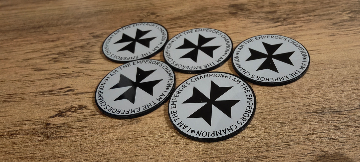 5 GrimDark Acrylic Objective markers - Black Templar