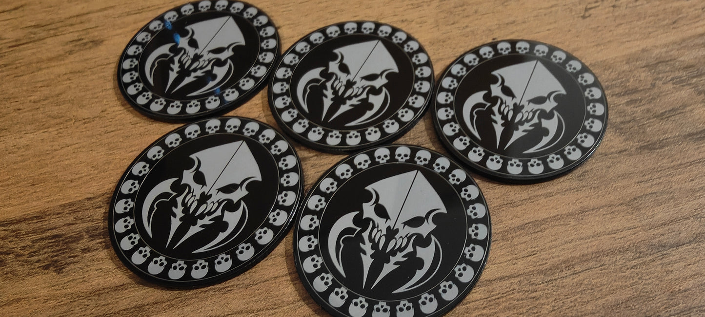 5 GrimDark Acrylic Objective markers - Tyranid