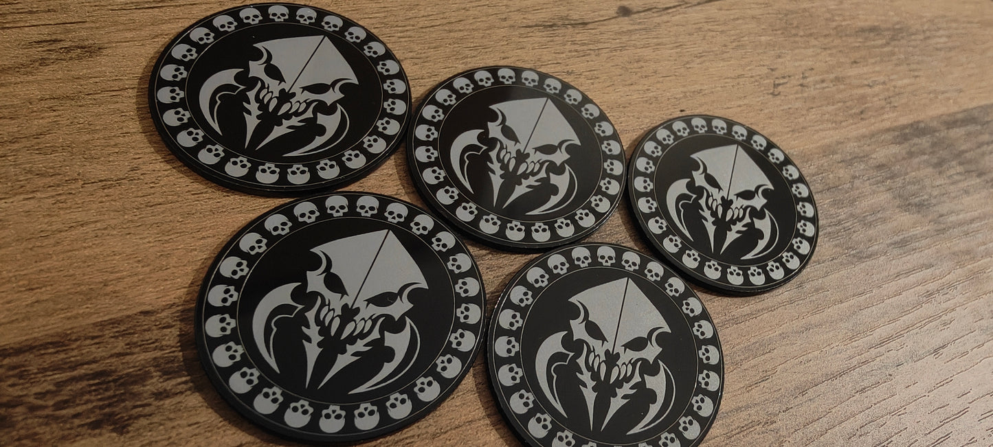 5 GrimDark Acrylic Objective markers - Tyranid