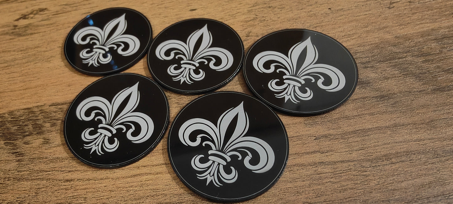 5 GrimDark Acrylic Objective markers - Sisters of battle - Fleur De Lis