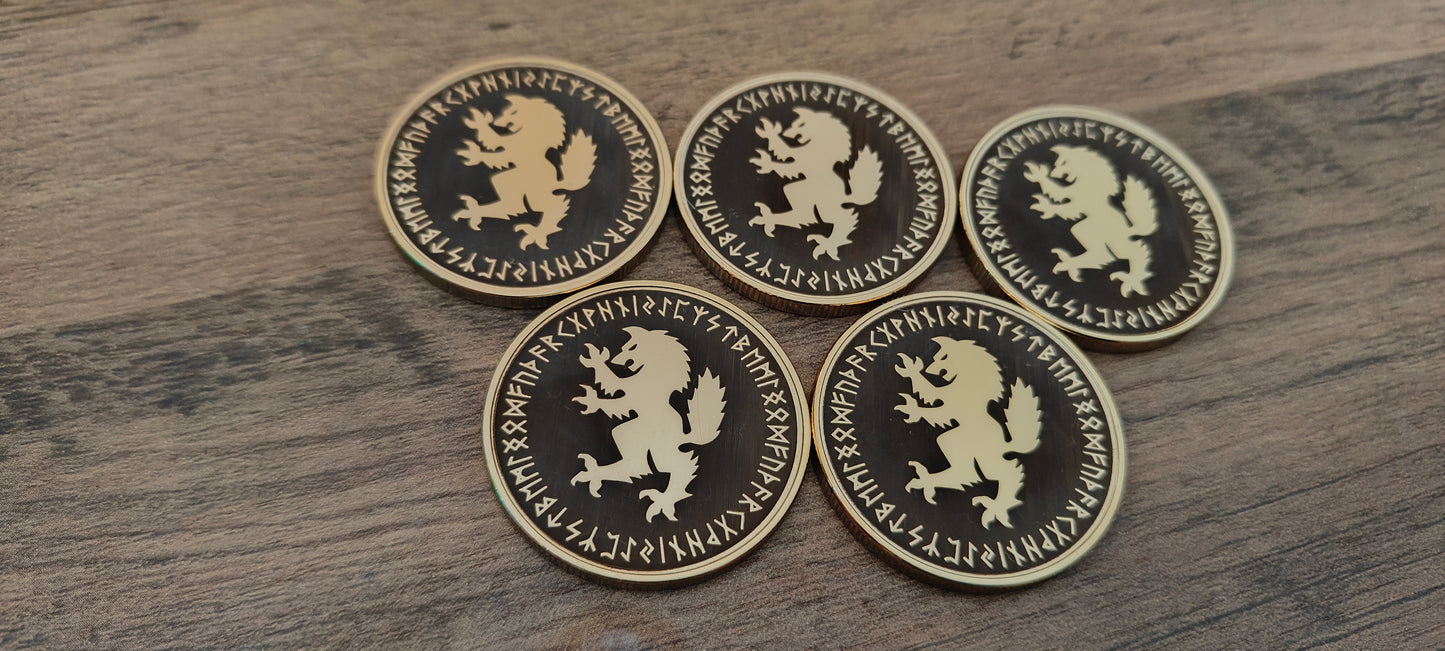 5 Grimdark metal objective markers - Space Viking Wolves