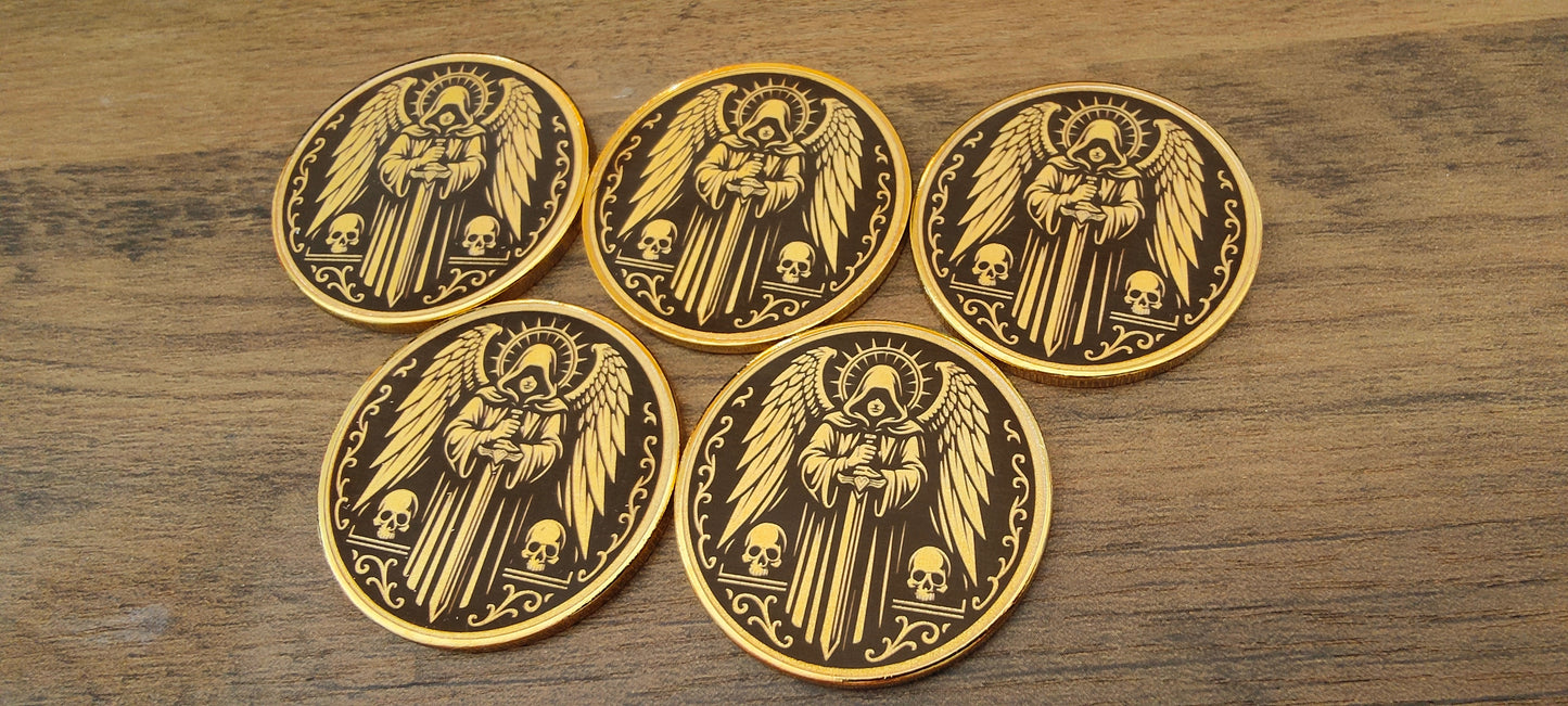 5 Grimdark metal objective markers - Dark Angels Knight
