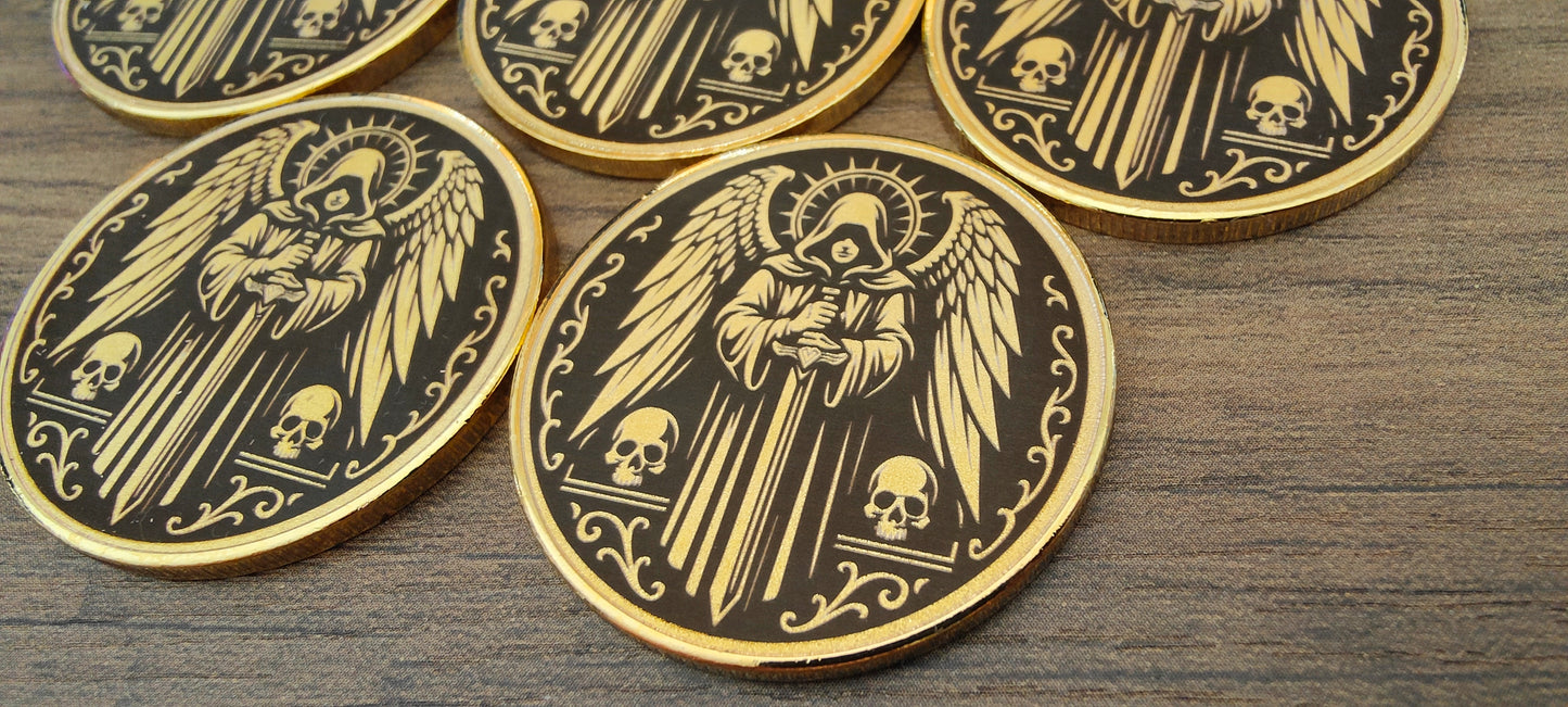5 Grimdark metal objective markers - Dark Angels Knight