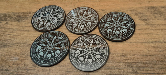 5 GrimDark Acrylic Objective markers - Chaos undivided deamons