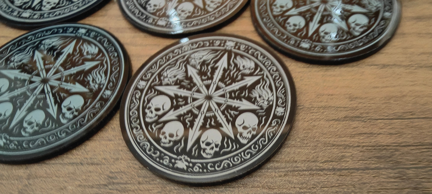 5 GrimDark Acrylic Objective markers - Chaos undivided deamons