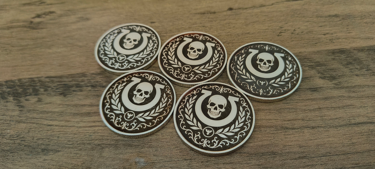 5 Grimdark metal objective markers - Ultramarines
