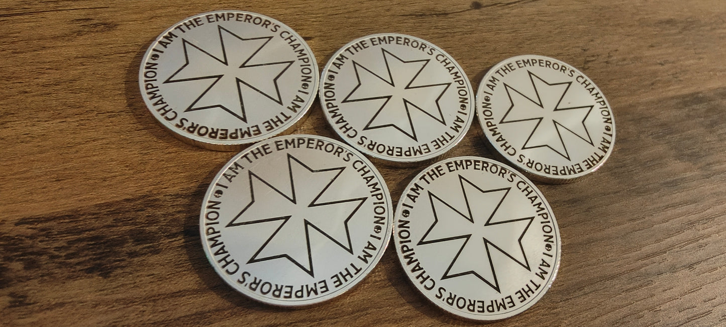 5 Grimdark metal objective markers - Black Templar