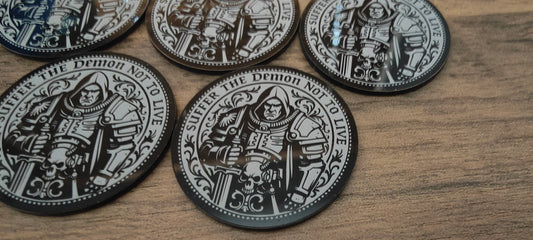 5 GrimDark Acrylic Objective markers - Inquisitor Demon Hunters