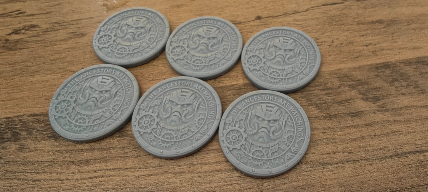 6 GrimDark 3d resin Objective markers - Space Squats LoV