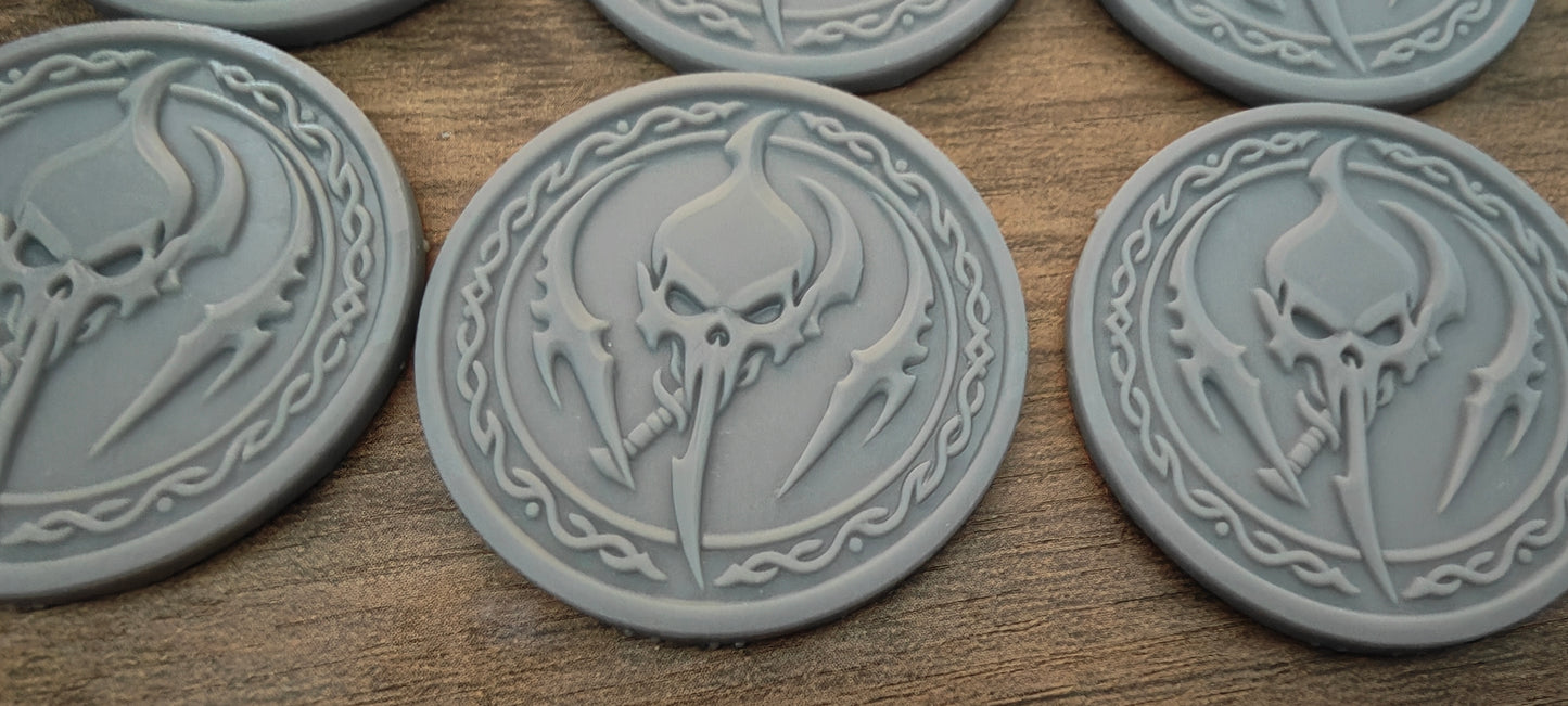 6 GrimDark 3d resin Objective markers - Dark Eldar