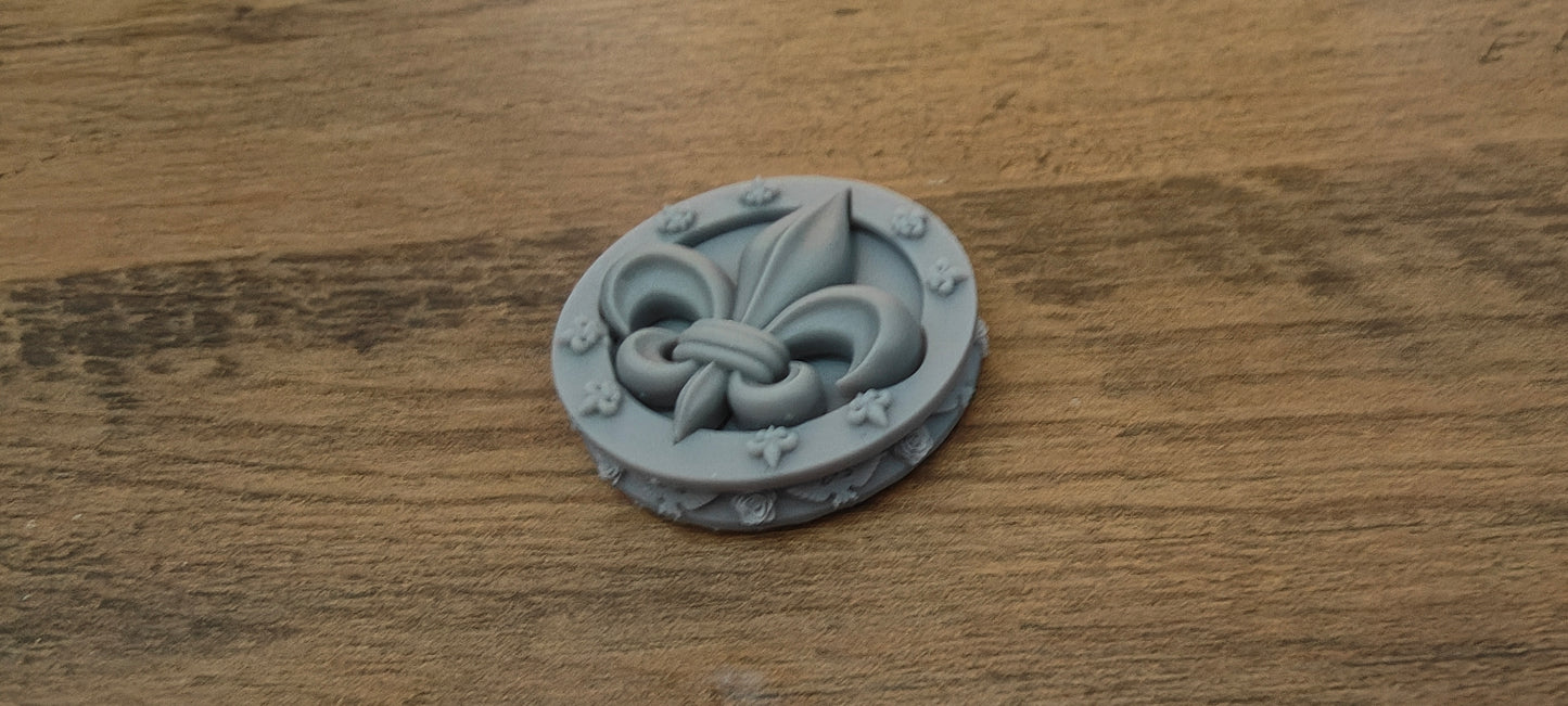 6 GrimDark 3d resin Objective markers - Sisters of Battle Fleur de lis