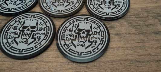 5 GrimDark Acrylic Objective markers - Space Skeletons