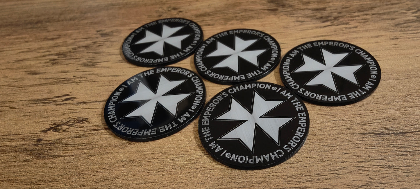 5 GrimDark Acrylic Objective markers - Black Templar