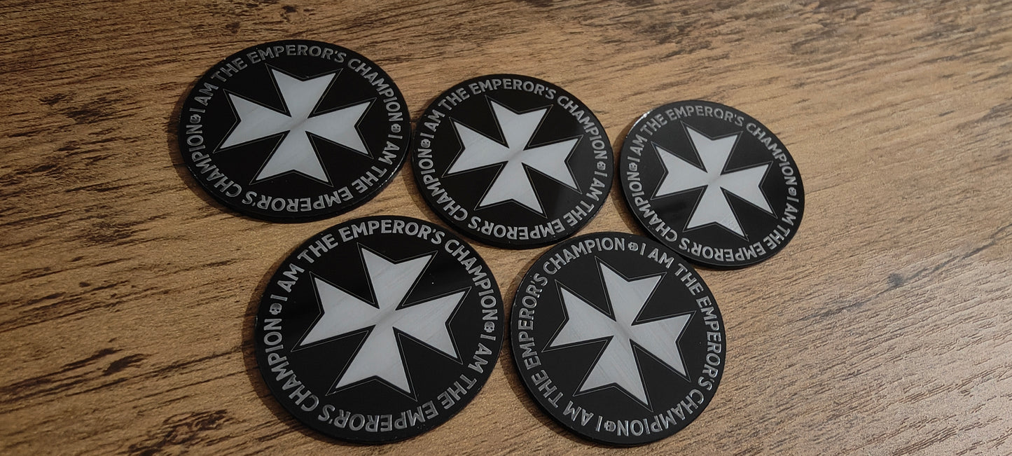 5 GrimDark Acrylic Objective markers - Black Templar