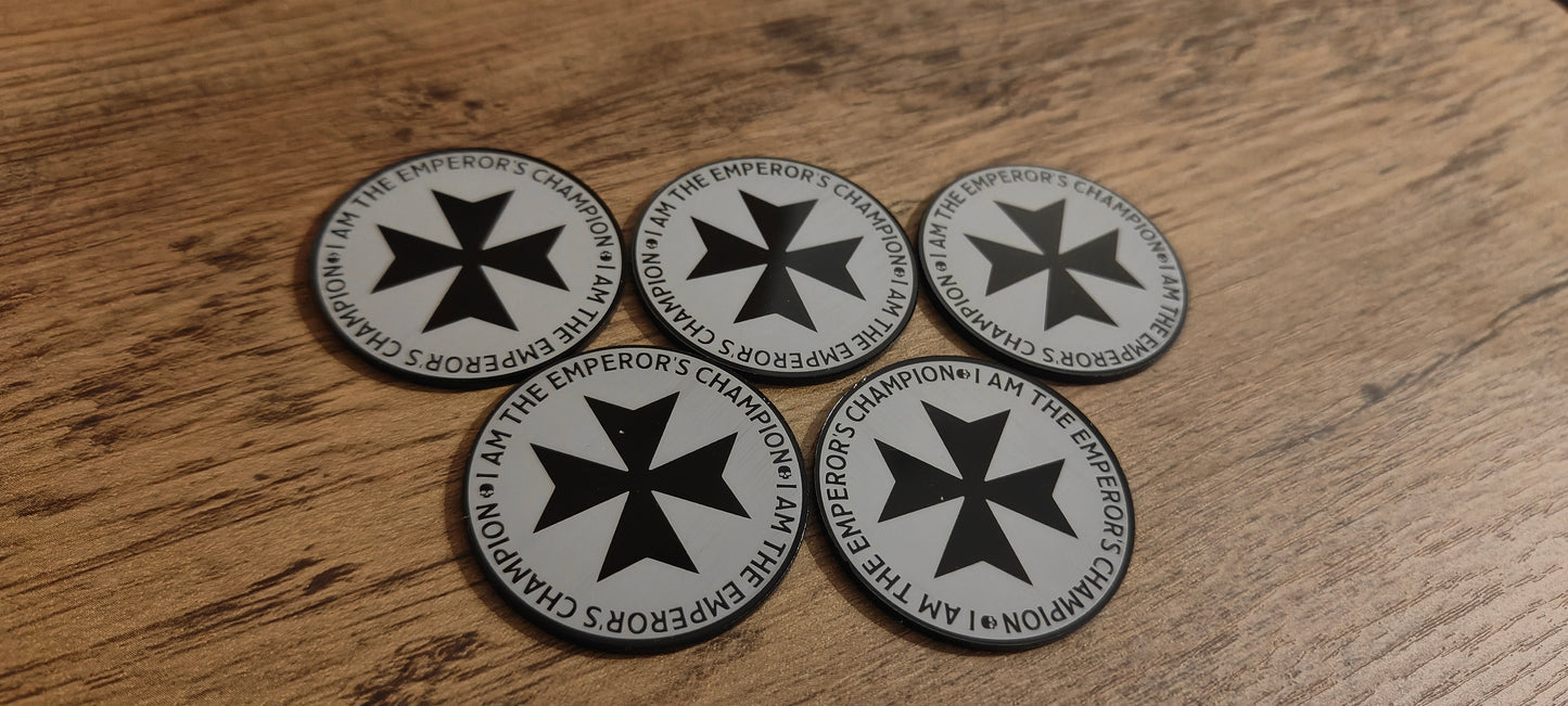 5 GrimDark Acrylic Objective markers - Black Templar