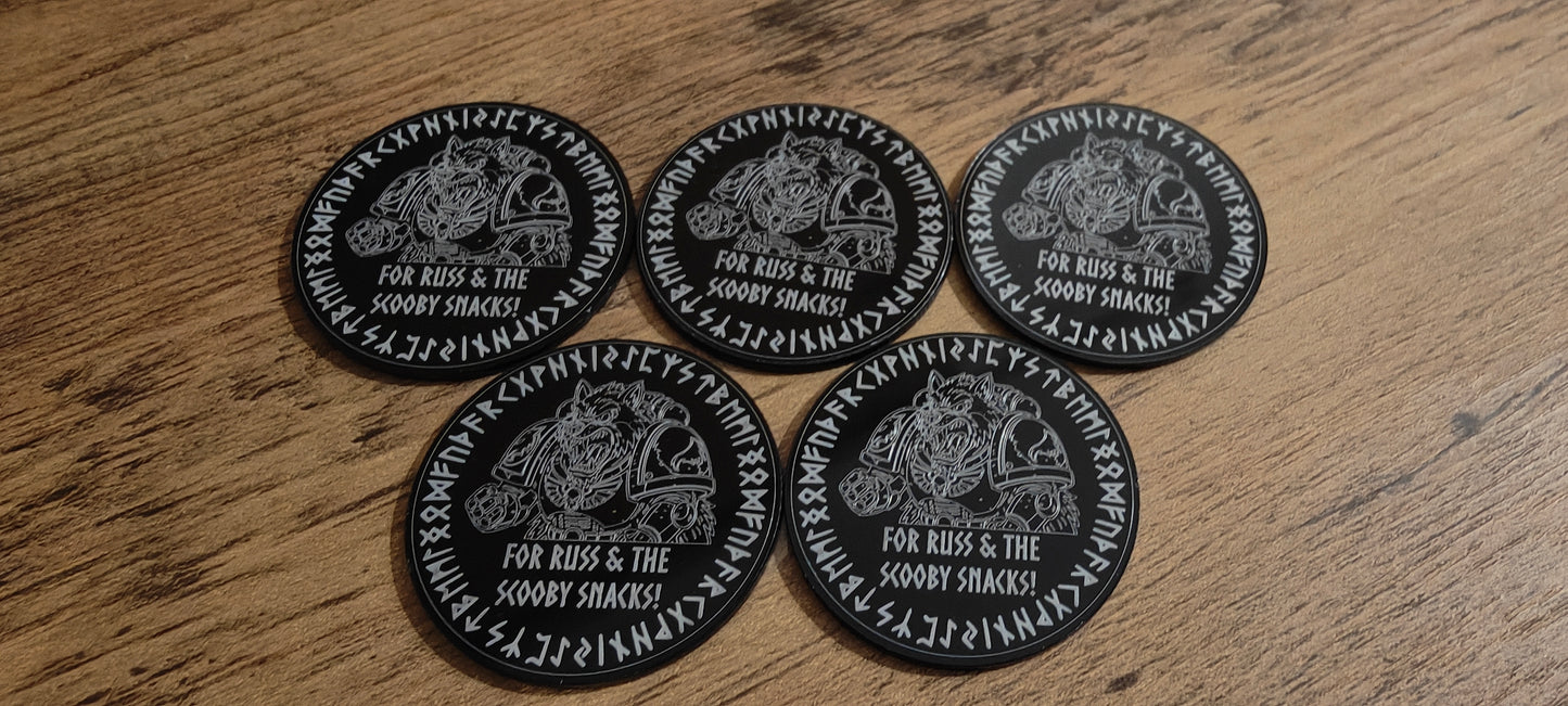 5 GrimDark Acrylic Objective markers - Space Viking Wolves Scooby Snacks