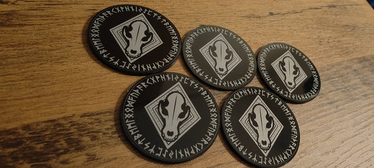 5 GrimDark Acrylic Objective markers - Space Viking Wolves Skull