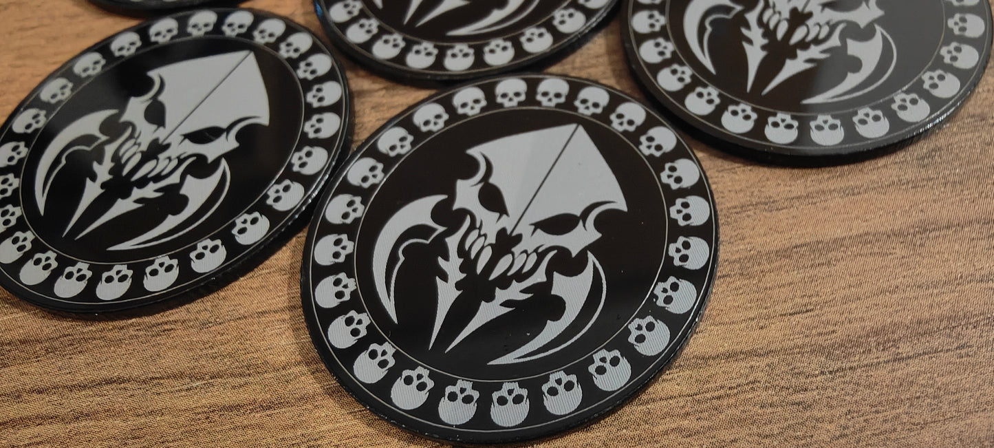 5 GrimDark Acrylic Objective markers - Tyranid