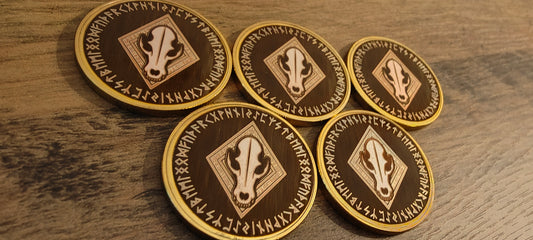 5 Grimdark metal objective markers - Space Viking Wolves Skull