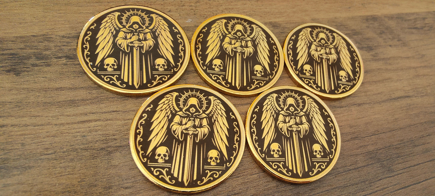 5 Grimdark metal objective markers - Dark Angels Knight