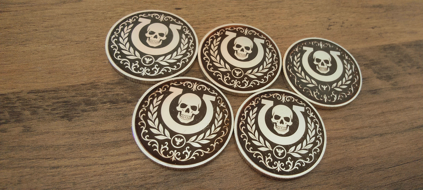 5 Grimdark metal objective markers - Ultramarines