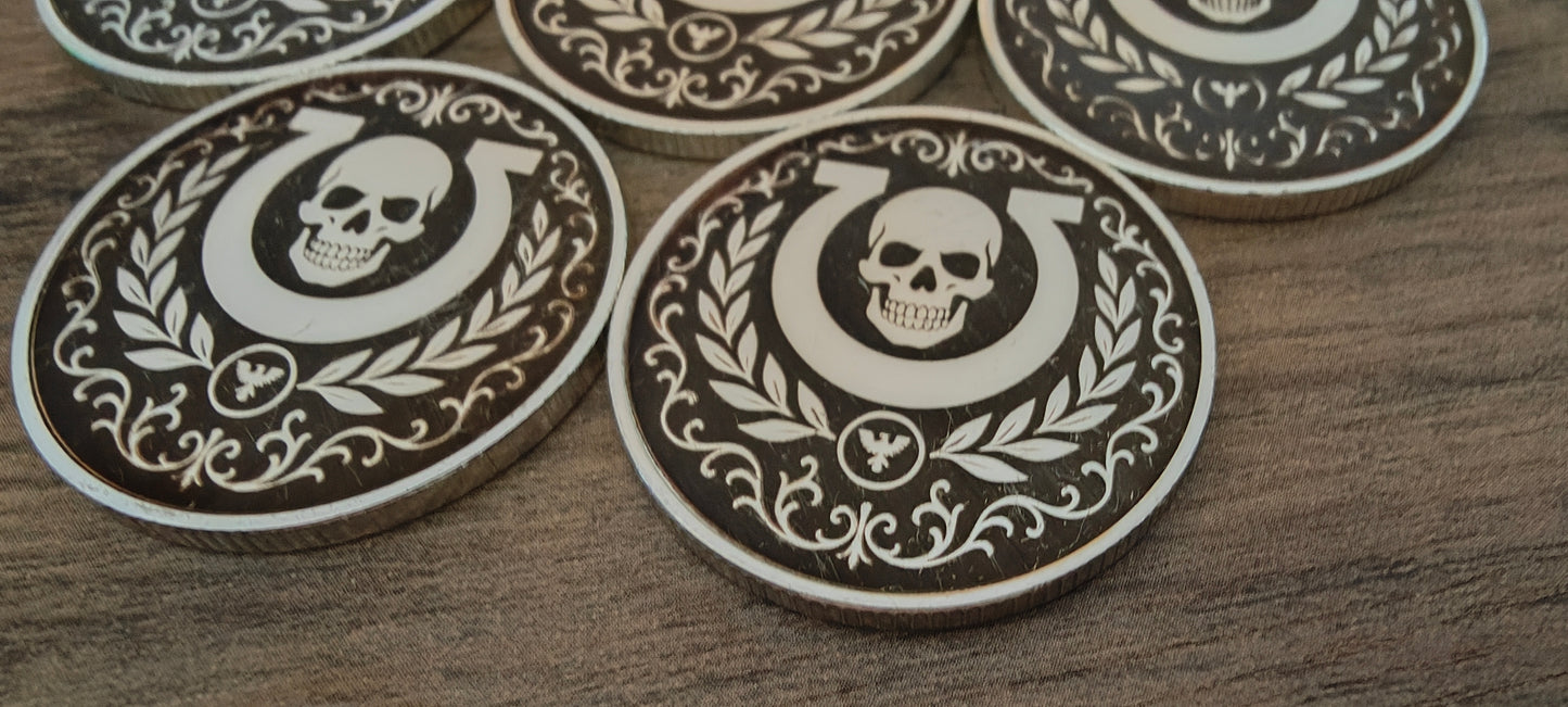 5 Grimdark metal objective markers - Ultramarines