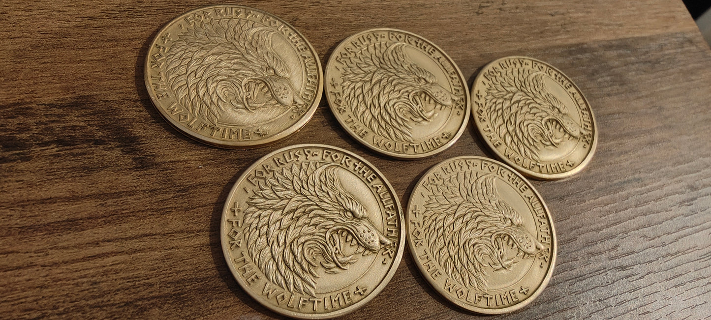 5 Grimdark metal objective markers - Space Viking Wolves 3d Wolf Snarl