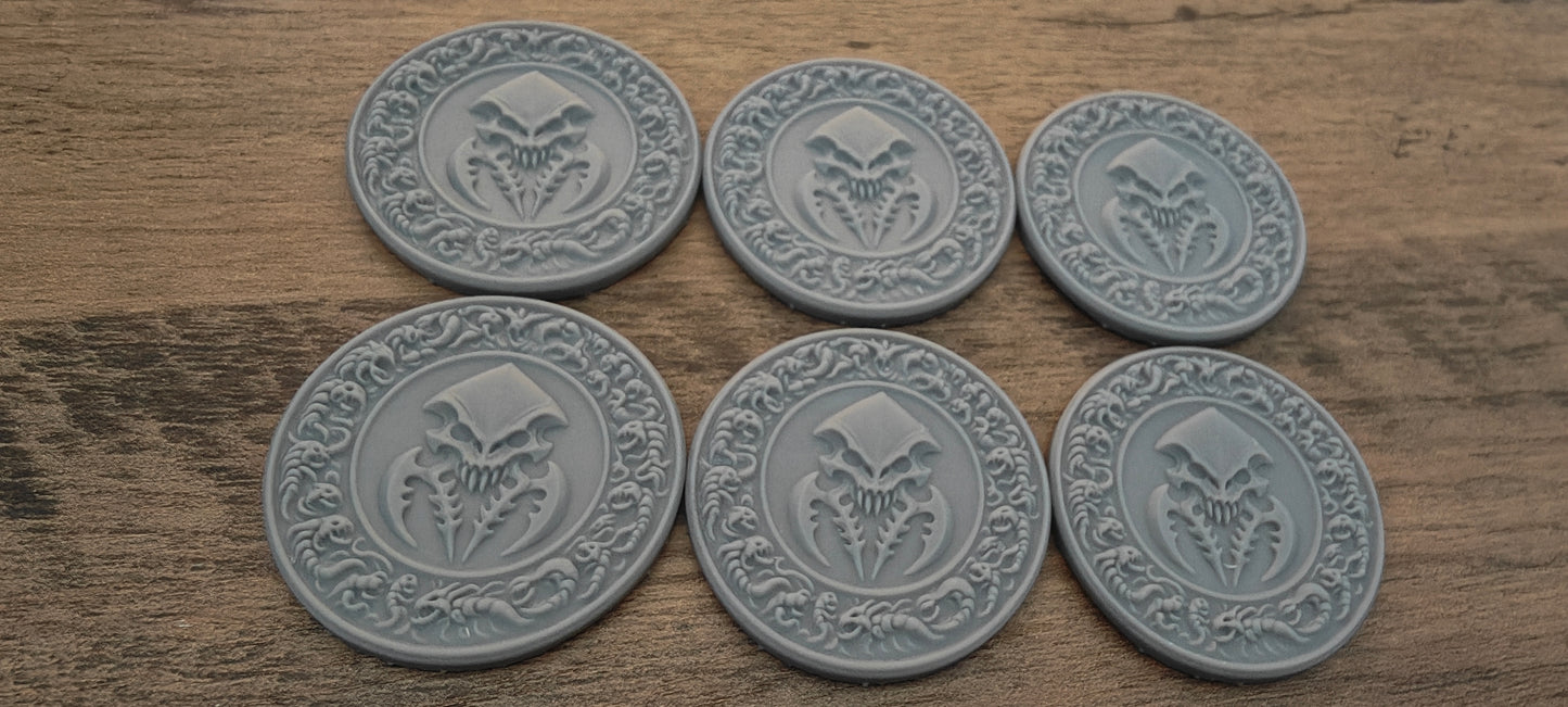 6 GrimDark 3d resin Objective markers - Space Bugs