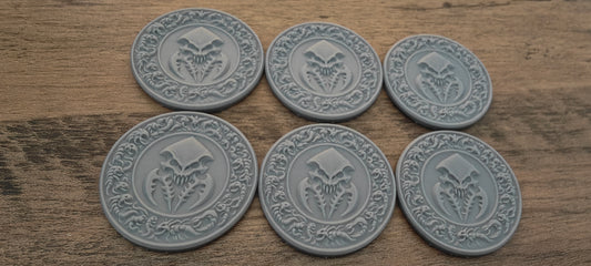 6 GrimDark 3d resin Objective markers - Space Bugs
