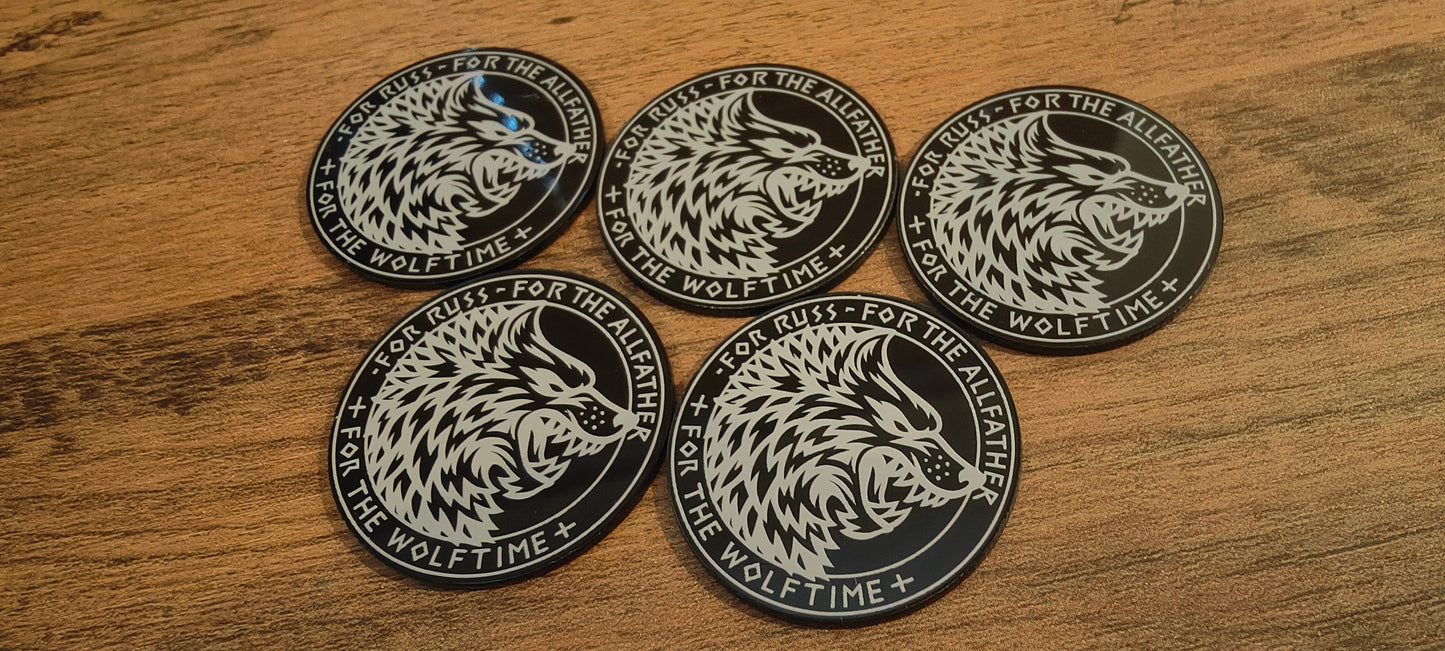 5 GrimDark Acrylic Objective markers - Space Viking Wolves Snarling