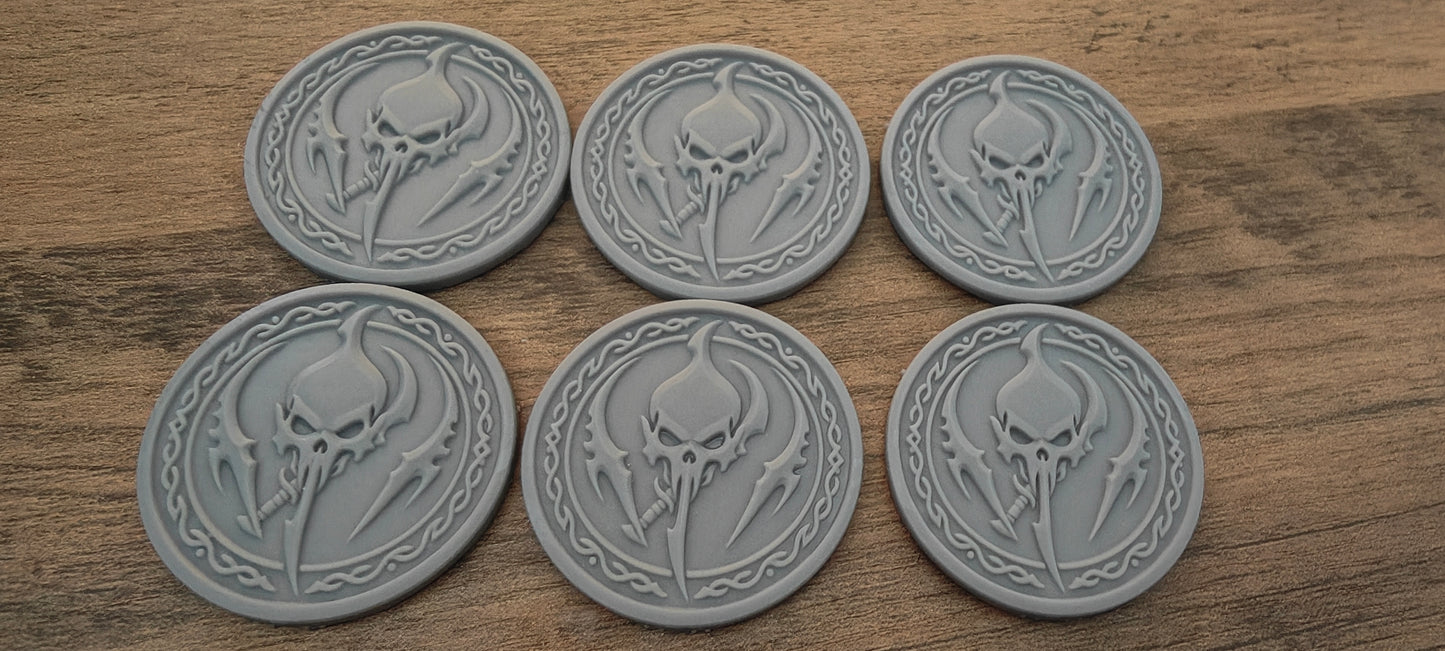 6 GrimDark 3d resin Objective markers - Dark Eldar