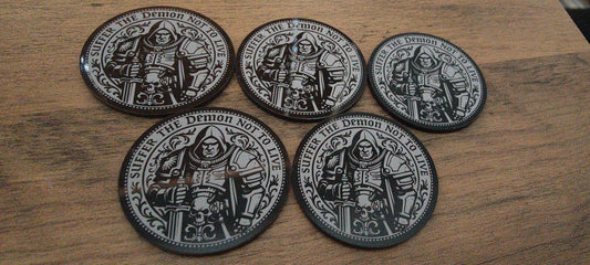 5 GrimDark Acrylic Objective markers - Inquisitor Demon Hunters