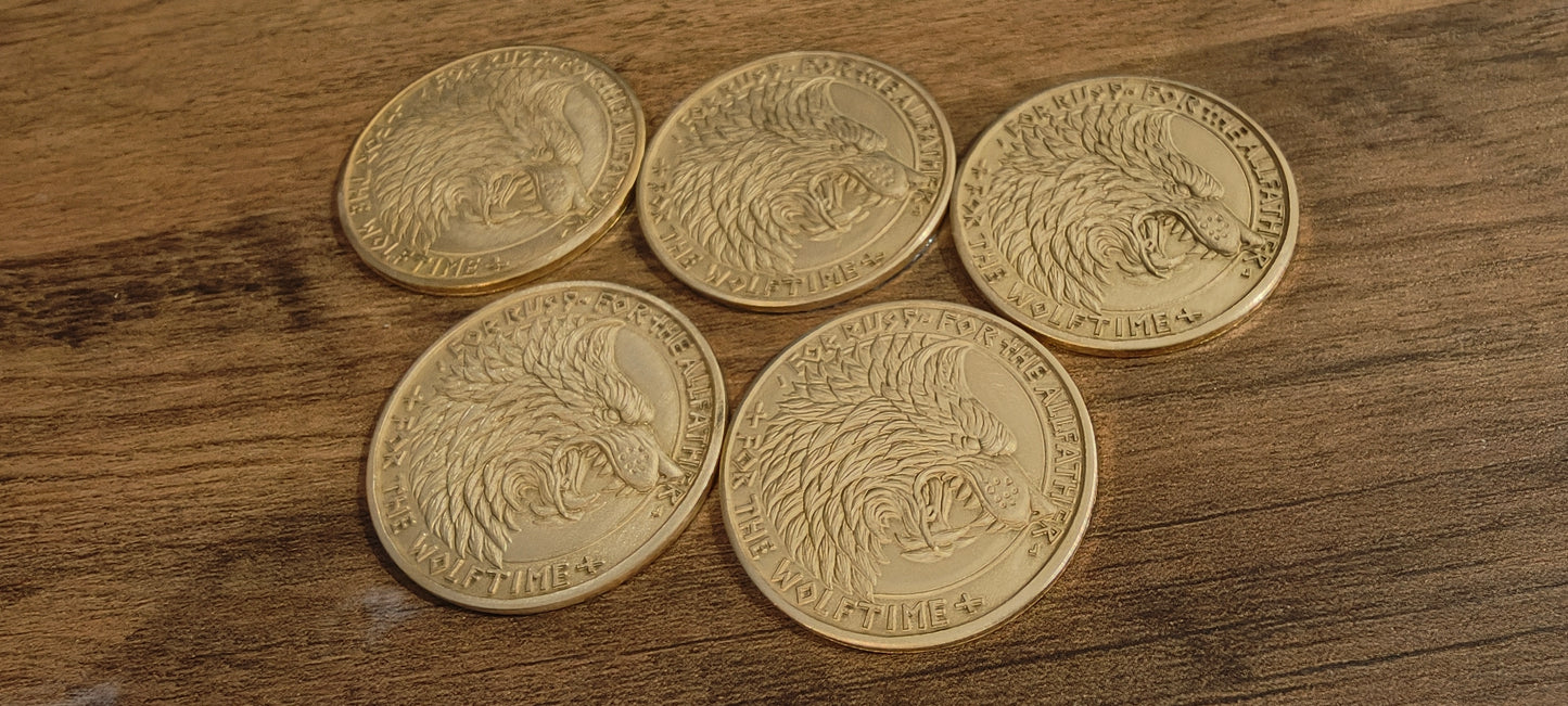 5 Grimdark metal objective markers - Space Viking Wolves 3d Wolf Snarl