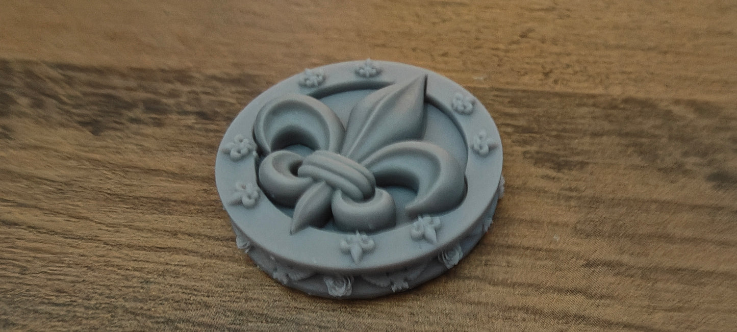 6 GrimDark 3d resin Objective markers - Sisters of Battle Fleur de lis
