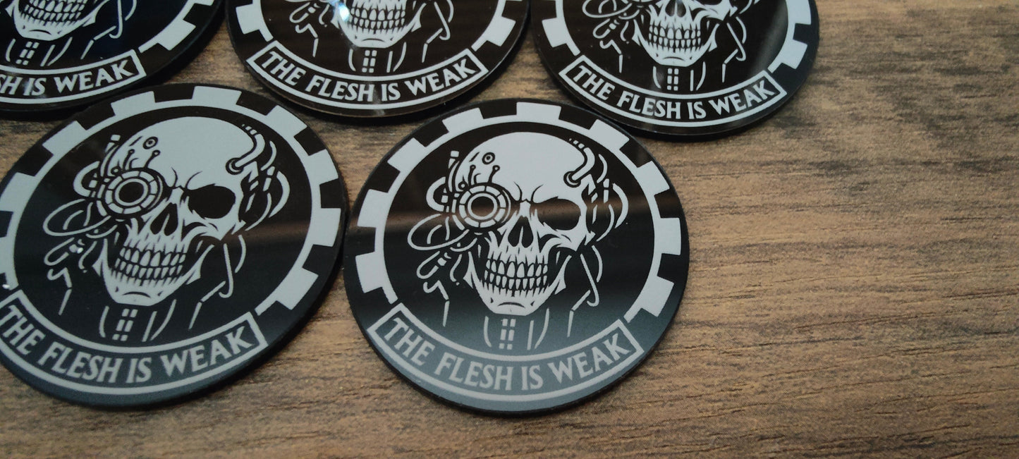 5 GrimDark Acrylic Objective markers - Space Skeletons