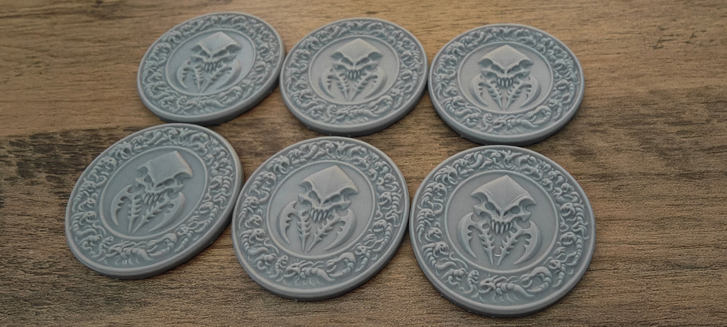 6 GrimDark 3d resin Objective markers - Space Bugs