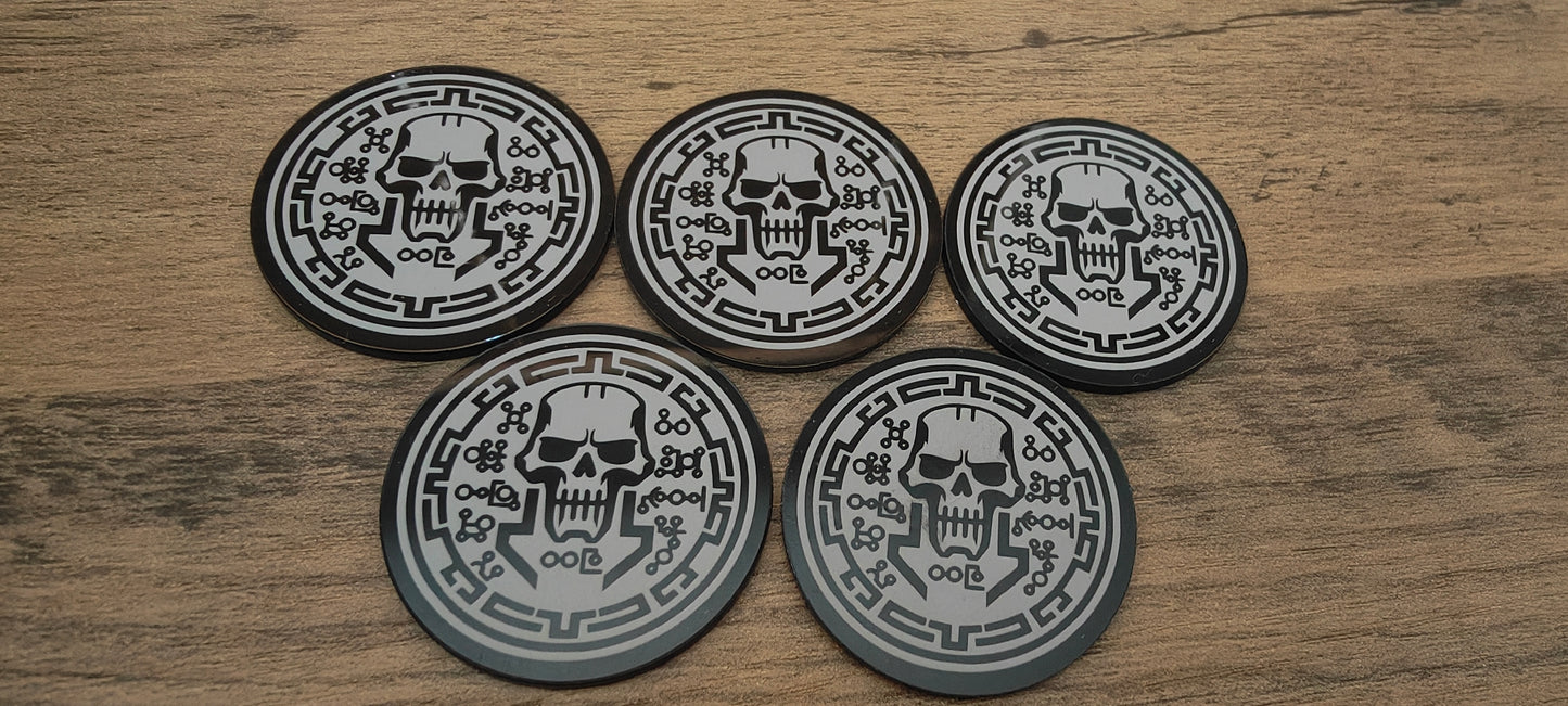 5 GrimDark Acrylic Objective markers - Space Skeletons