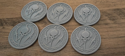 6 GrimDark 3d resin Objective markers - Dark Eldar