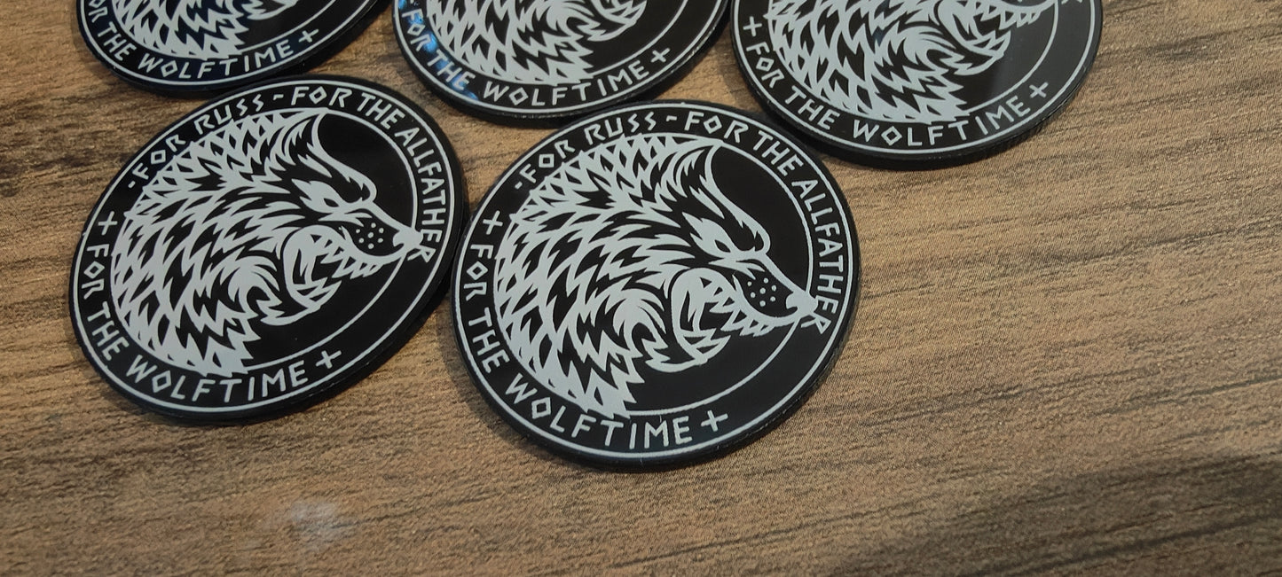 5 GrimDark Acrylic Objective markers - Space Viking Wolves Snarling