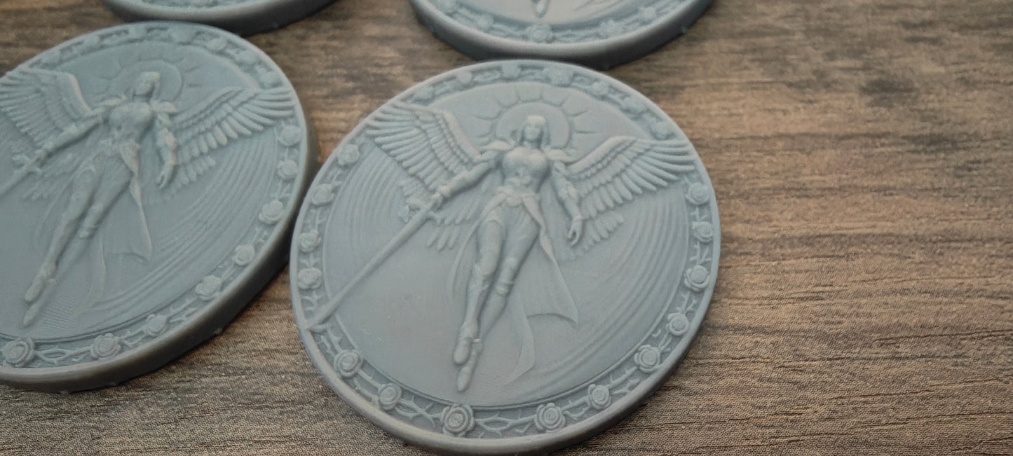 6 GrimDark 3d resin Objective markers - Sisters of Battle Saint