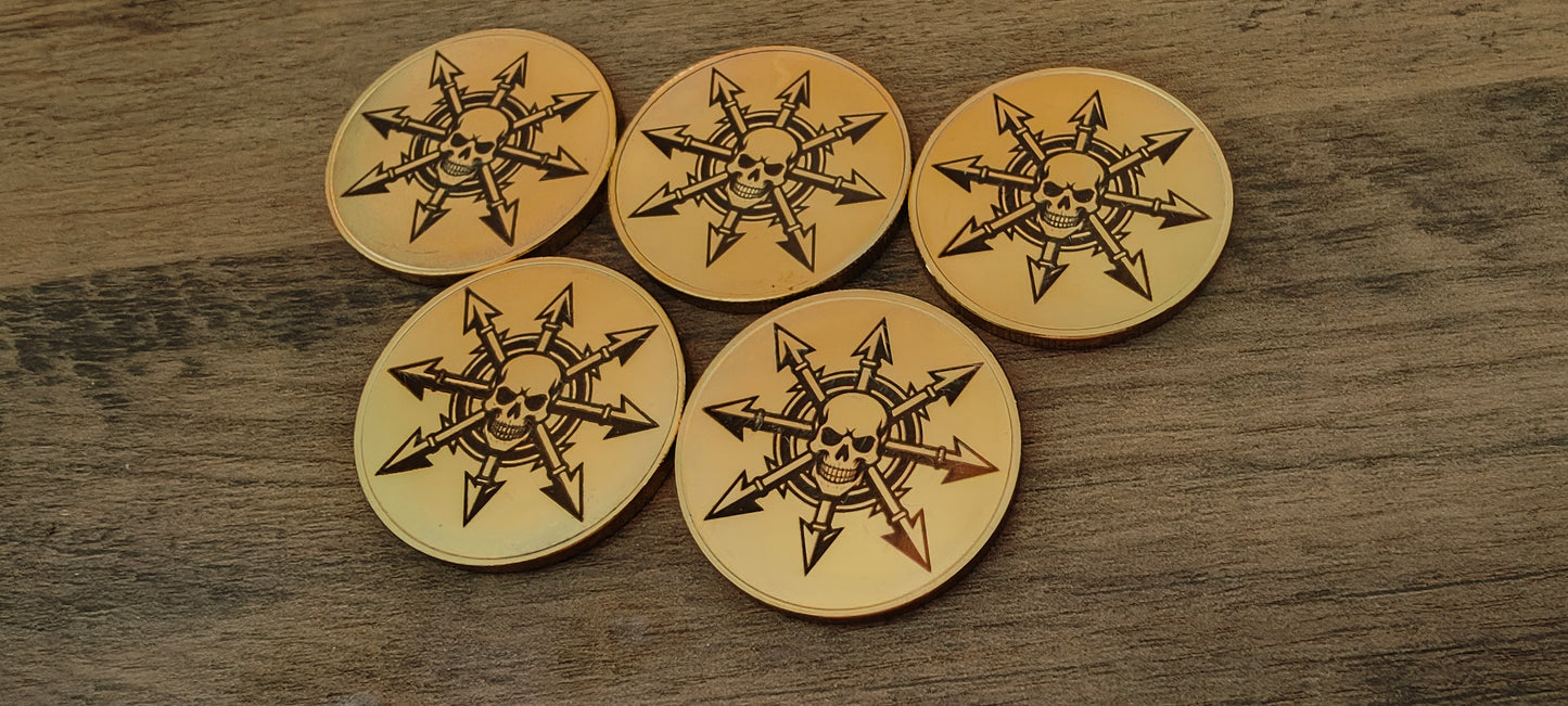 5 Grimdark metal objective markers - Chaos Undivided