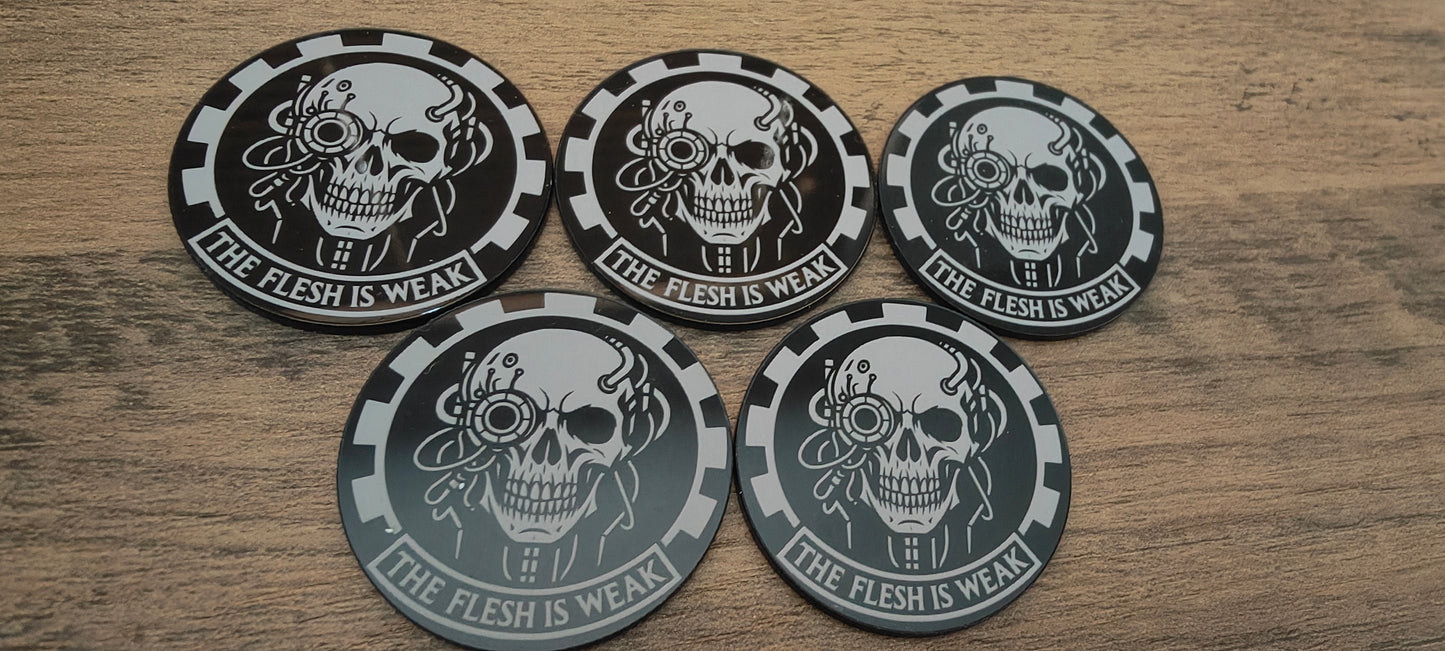 5 GrimDark Acrylic Objective markers - Space Skeletons