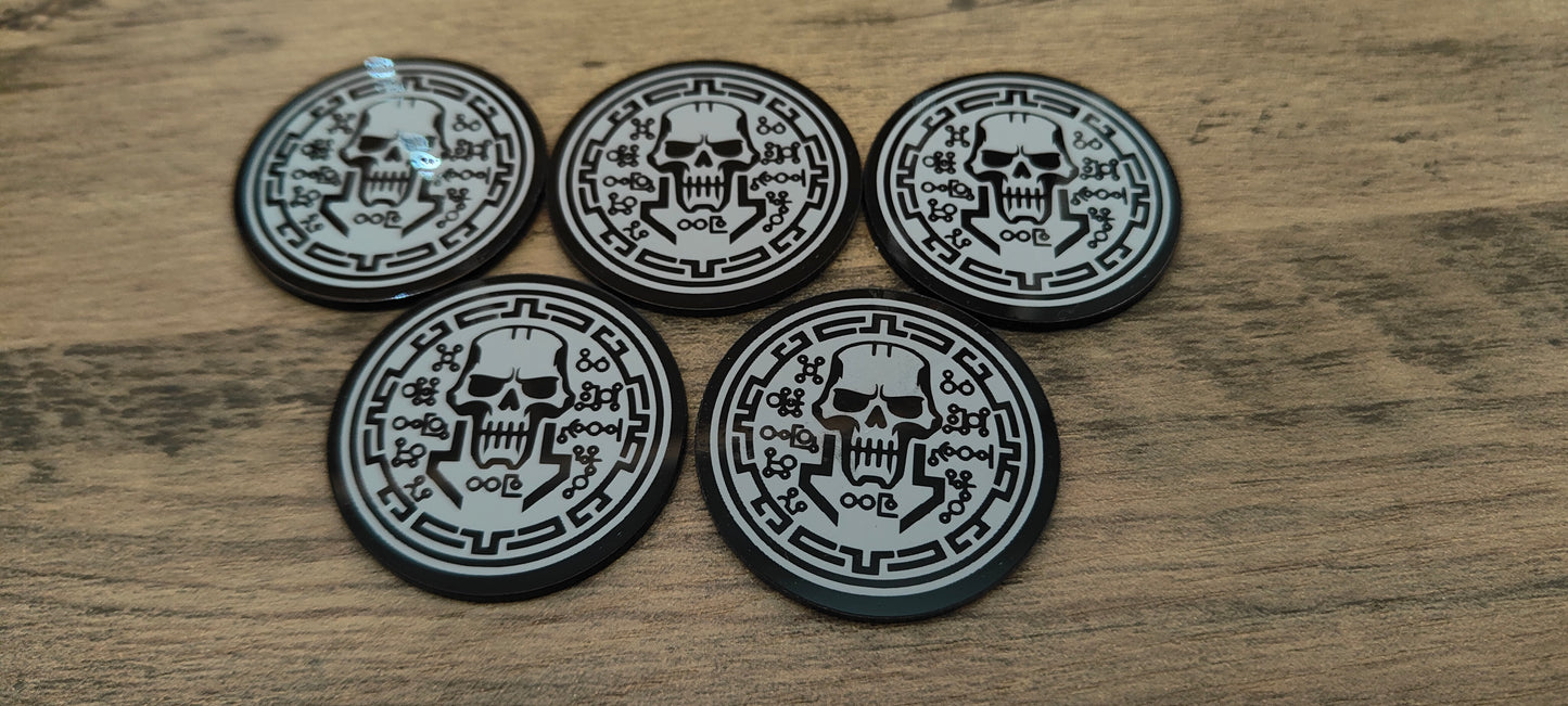 5 GrimDark Acrylic Objective markers - Space Skeletons