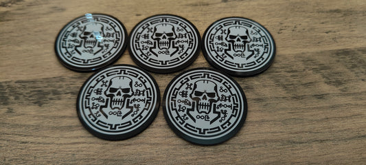 5 GrimDark Acrylic Objective markers - Space Skeletons