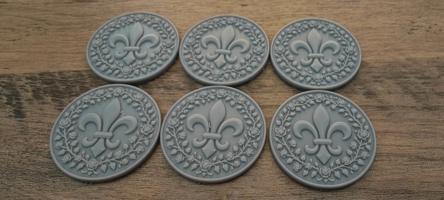 6 GrimDark 3d resin Objective markers - Sisters of Battle Fluer