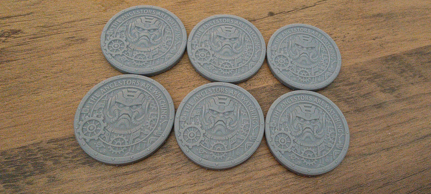6 GrimDark 3d resin Objective markers - Space Squats LoV