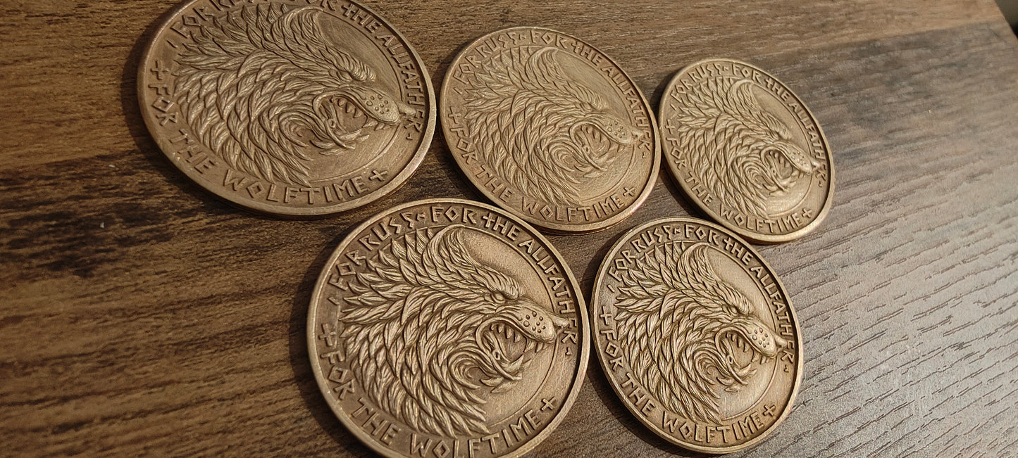 5 Grimdark metal objective markers - Space Viking Wolves 3d Wolf Snarl