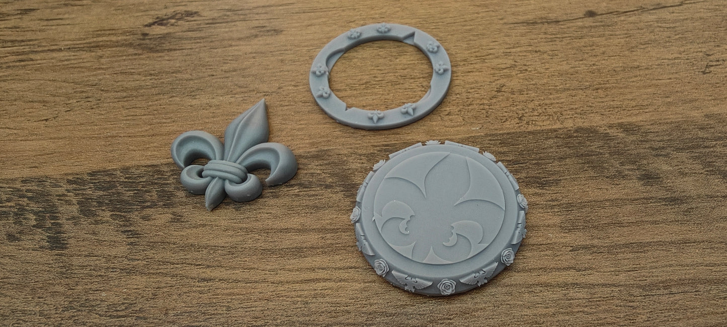6 GrimDark 3d resin Objective markers - Sisters of Battle Fleur de lis