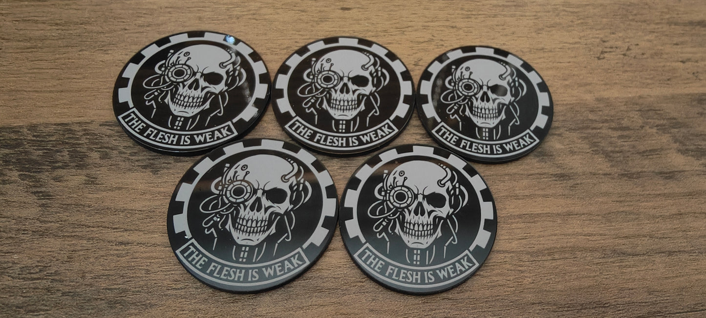 5 GrimDark Acrylic Objective markers - Space Skeletons