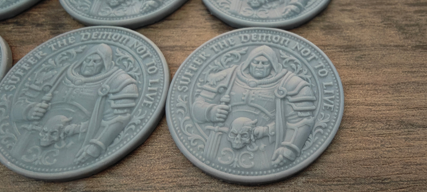 6 GrimDark 3d resin Objective markers - Inquisitor Demon Hunter